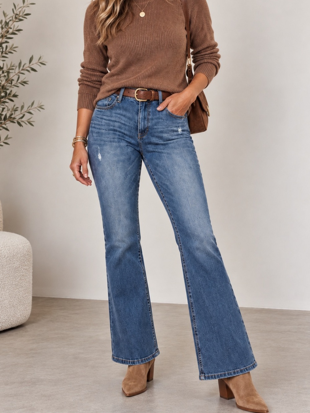 Democracy Ab Solution Bootcut Jeans Womens 14 Distressed Stretch Blue Denim